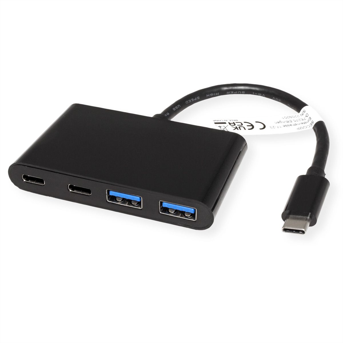 VALUE USB 3.2 Gen 2 Hub, 4 Ports (2x A+ 2x C), Type C connection cable