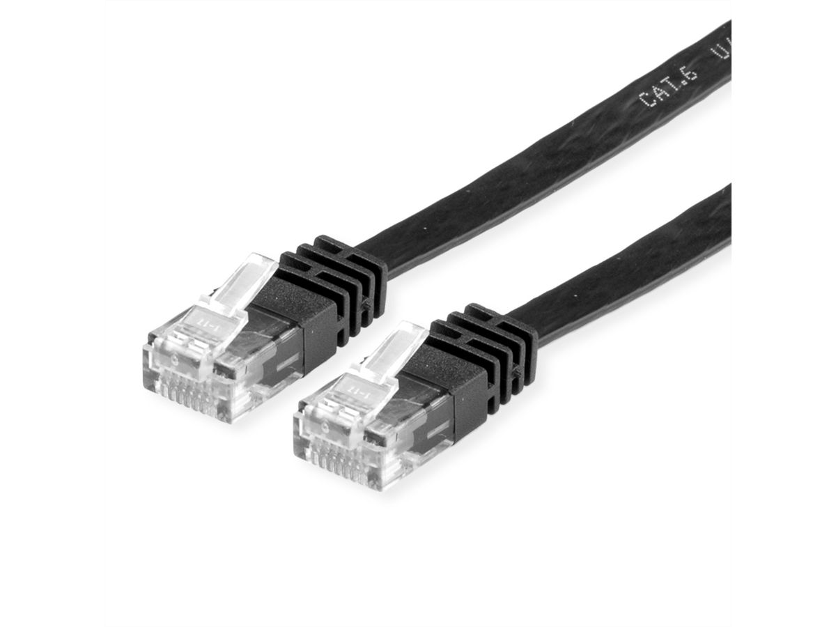 VALUE UTP Patch Cord, Cat.6 (Class E), extra-flat, black, 1 m