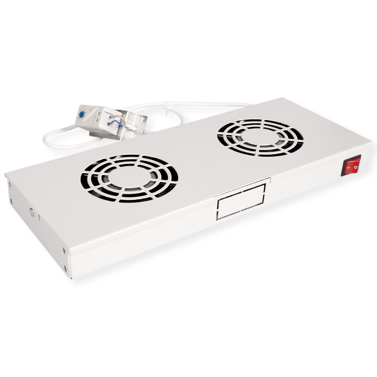 ROLINE 19-inch fan unit 2 fans, Thermostat grey