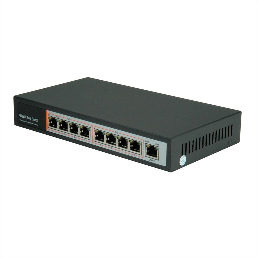 VALUE PoE Switch, Gigabit Ethernet, 8 Ports