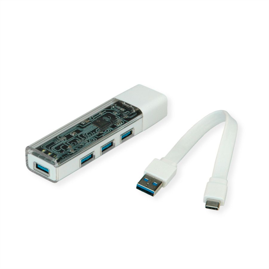 ROLINE USB 3.2 Gen 1 Hub, 4 Ports, Type A+C host connection cable