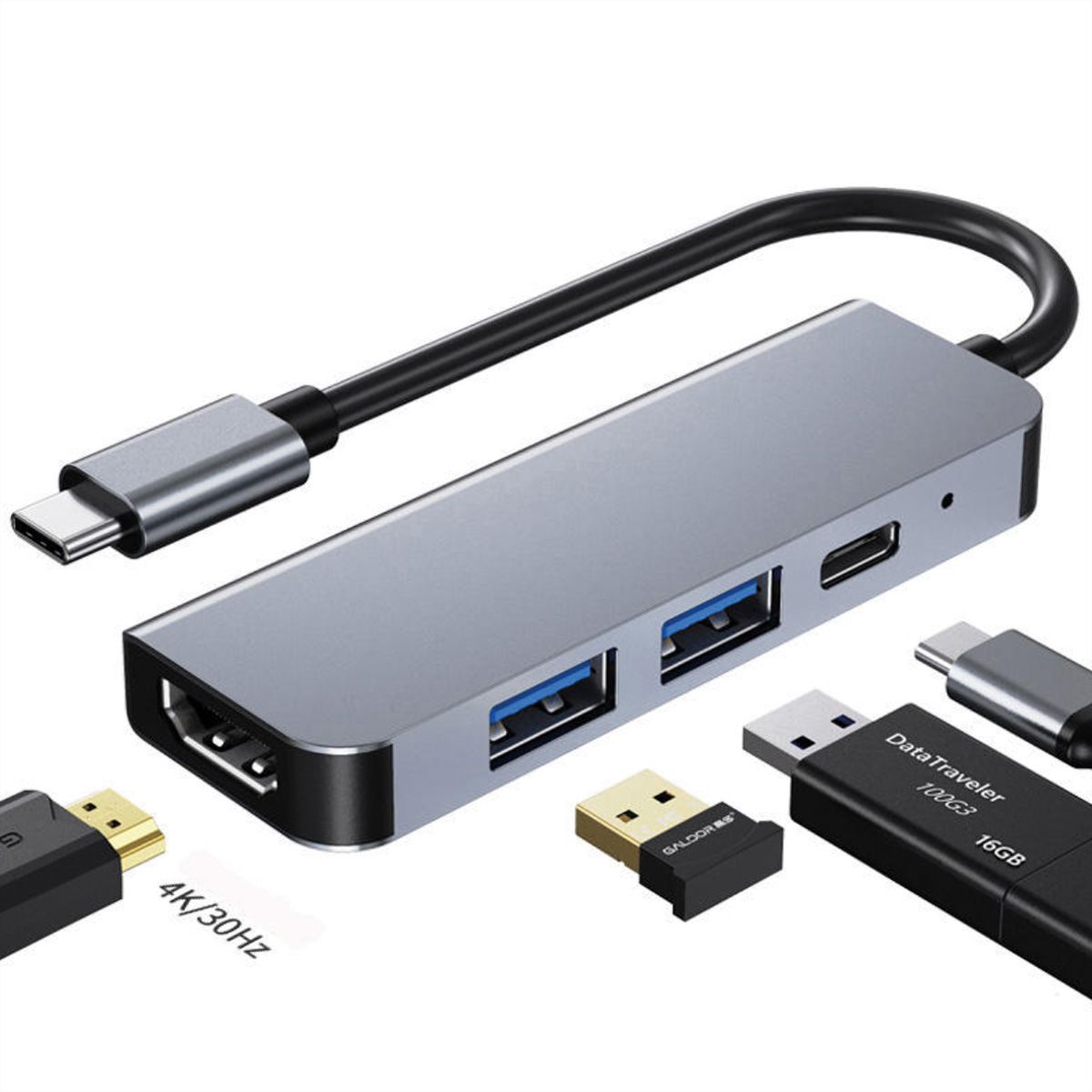 VALUE Dockingstation Type C, 1x HDMI 4K30, 1x USB 3.2 Gen1 Type A, 1x USB 2.0 Type A, 1x Type C PD (Power Delivery)