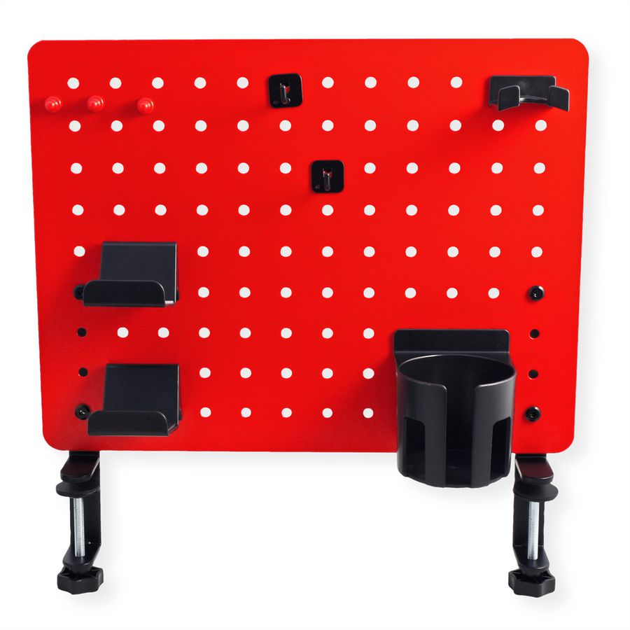 VALUE Gaming-/Office Clamp Mount Pegboard, red