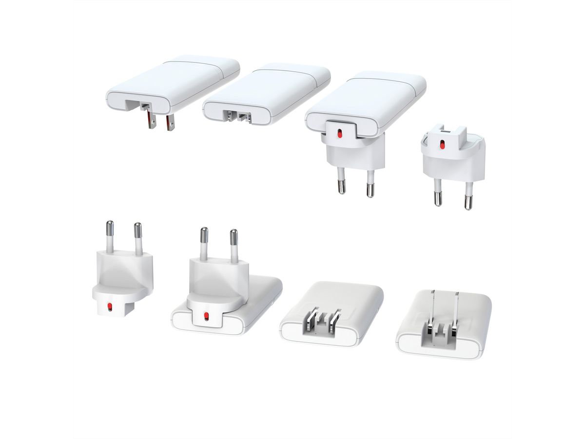 VALUE USB Wall Charger, EU/US Plug, 2x Ports (A+C), 65W, white