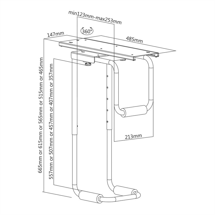 VALUE Heavy Duty PC Holder, Extendable, Rotable