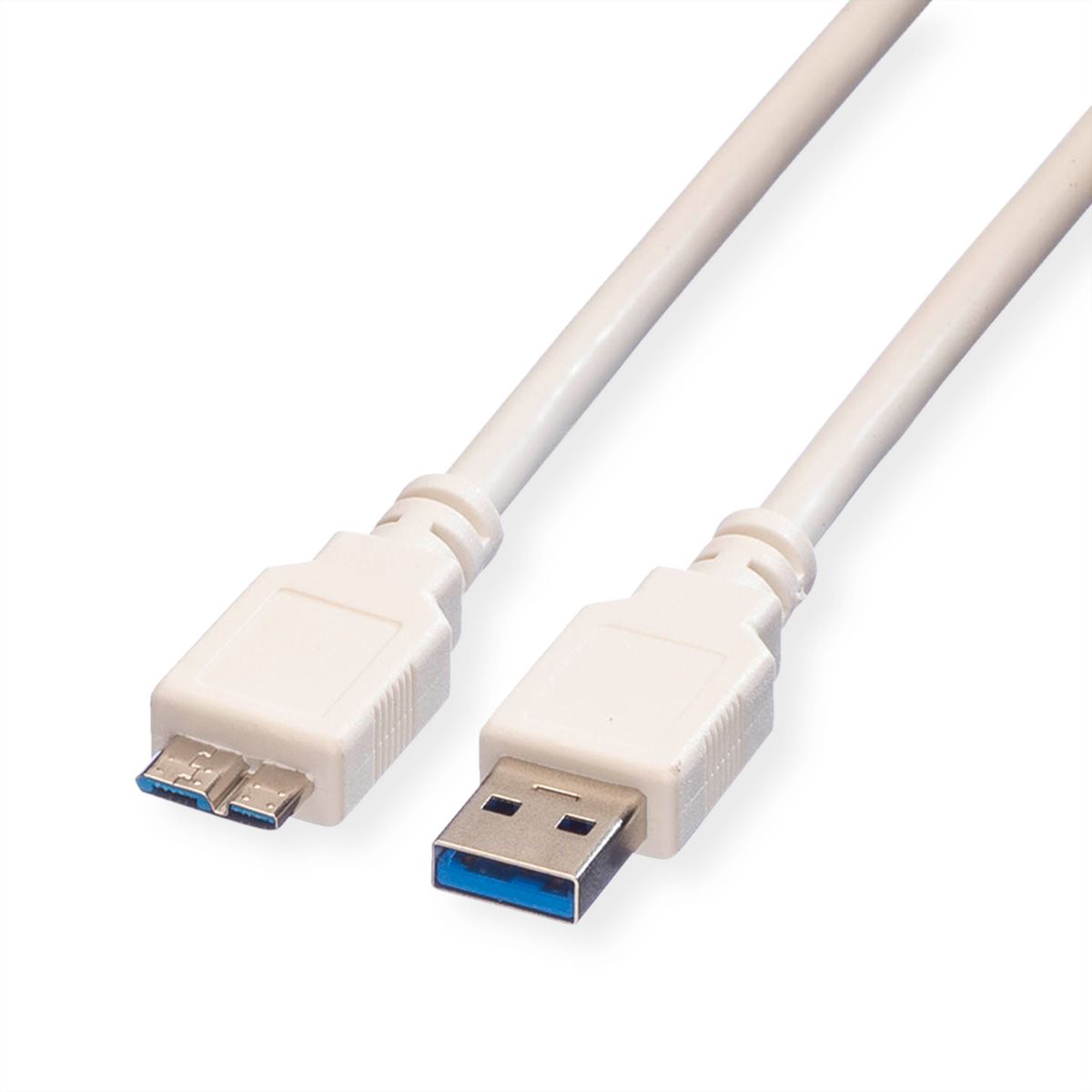 VALUE USB 3.2 Gen 1 Cable, A - Micro B, M/M, white, 0.8 m