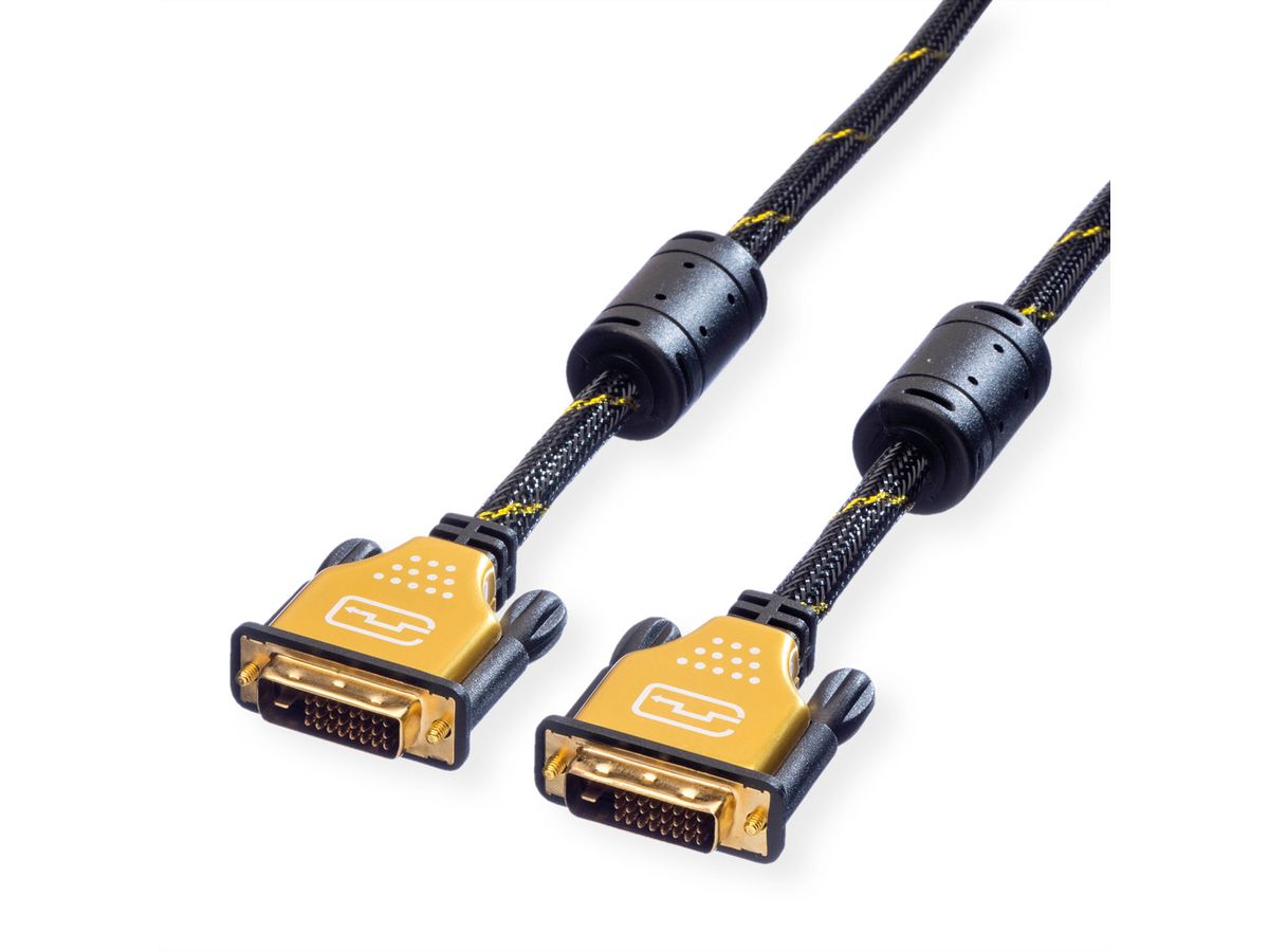 ROLINE GOLD Monitor Cable, DVI (24+1), Dual Link, M/M, 1 m