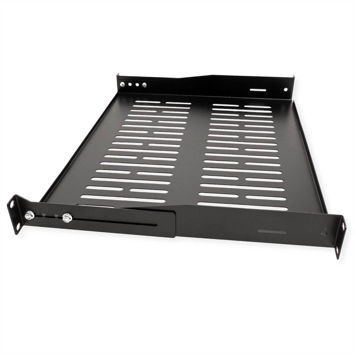 VALUE 19"-Fixed Shelf, 440 x 350mm, max. 25kg, 1U, U-Shape, black