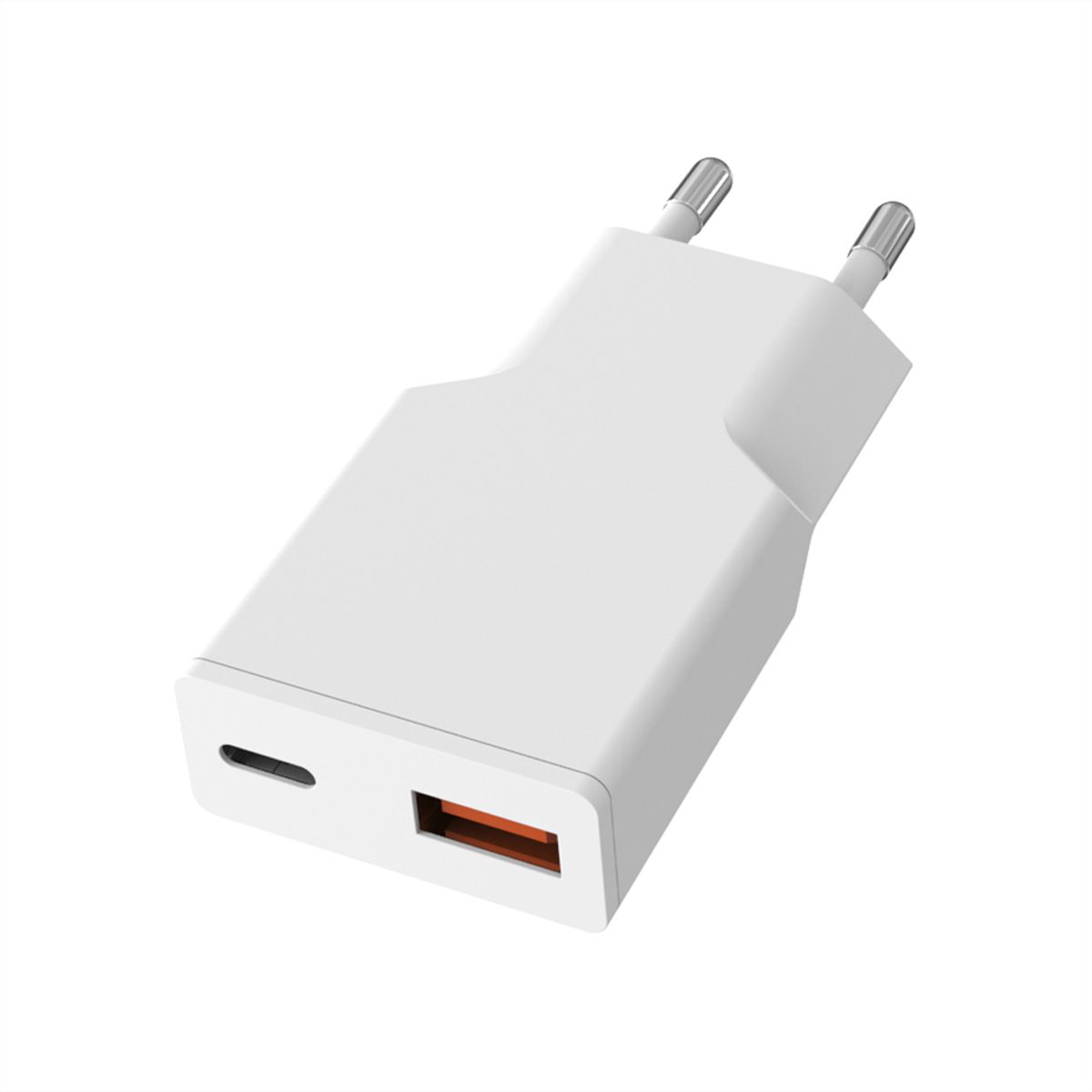 VALUE USB Wall Charger, EU Plug, 2x Ports (A+C), 30W