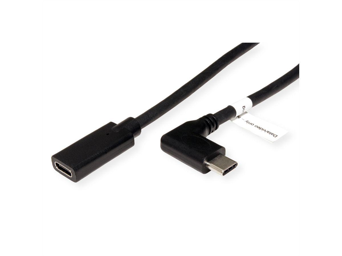 ROLINE Type C Video Cable, USB-C (DP Alt Mode) Extension Cable C-C, M/F, black, 2 m