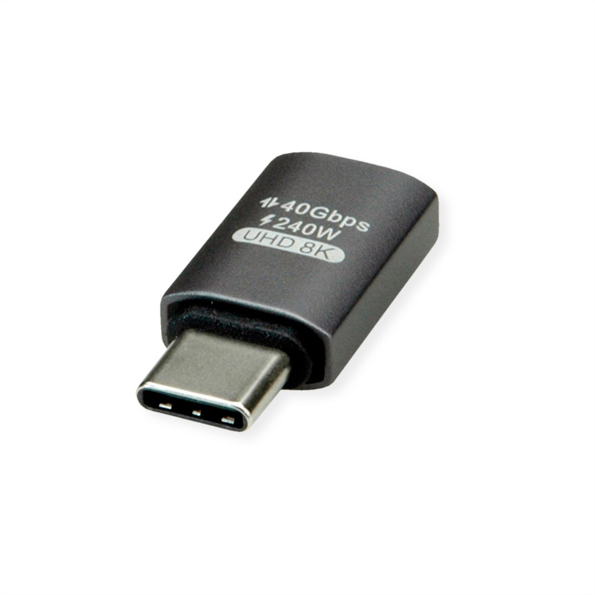 ROLINE Adapter, USB4 Gen 3x2, Aluminum, Type C, M/F, silver