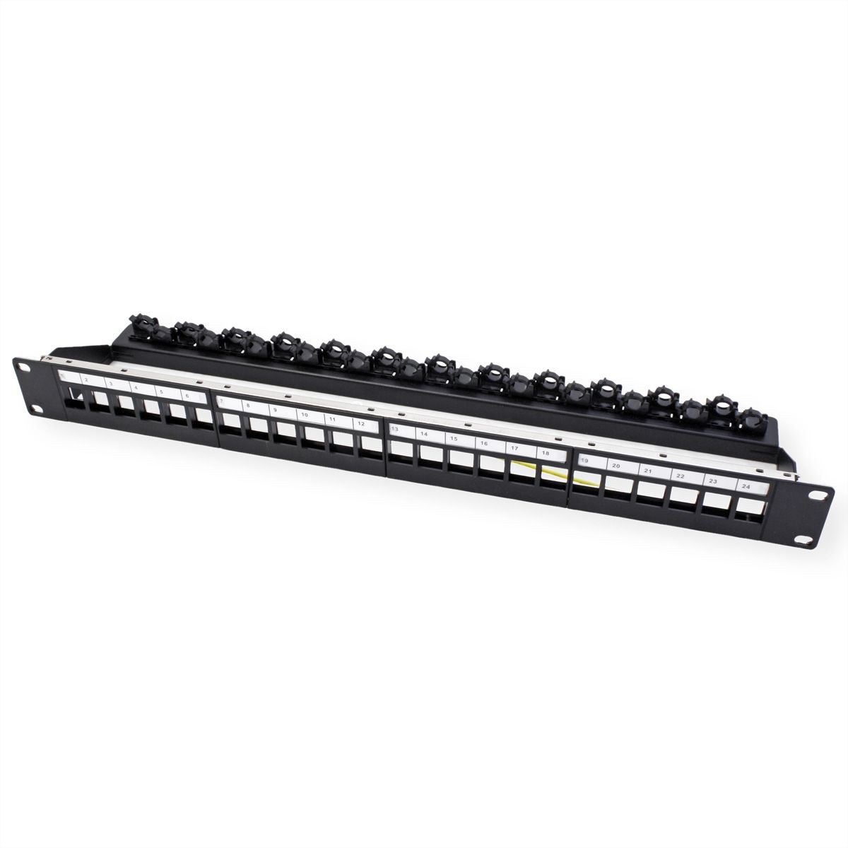 ROLINE Keystone 19'' Module Frame, empty, 24 ports, shielded, clip fixing, black
