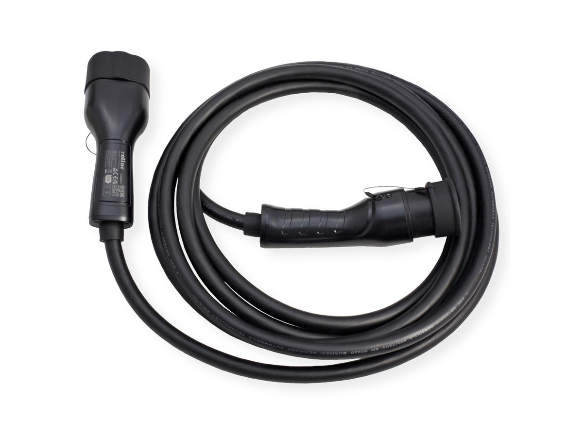 ROLINE EV Charging Cable Assembly Type2, 3-Phase, 480VAC (3P+N+E), 32 A, 22 kW, 5 m