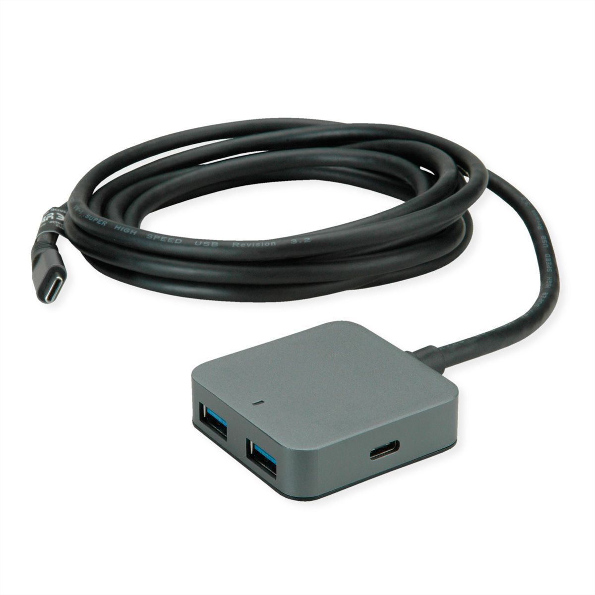 VALUE USB 3.2 Gen 2 Hub, 4 Ports (2x A + 2x C), with Extension Cable, 3 m
