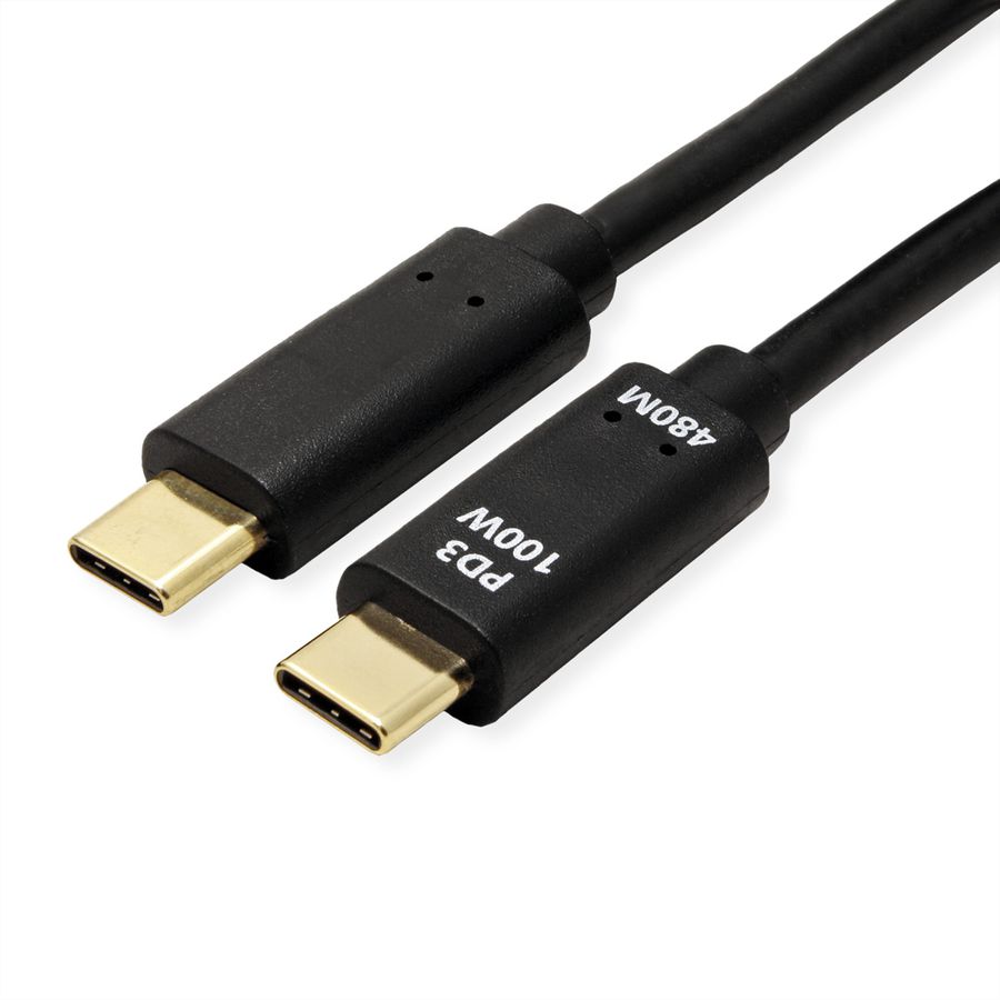 VALUE Cable USB 2.0, C–C, M/M, 100W, with Emark, black, 3 m