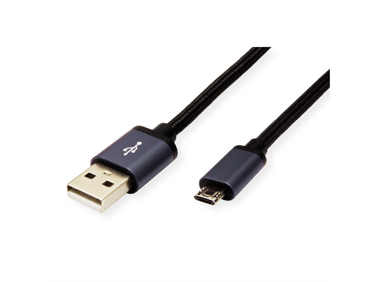 ROLINE USB 2.0 Cable, A - Micro B (reversible), M/M, 1.8 m