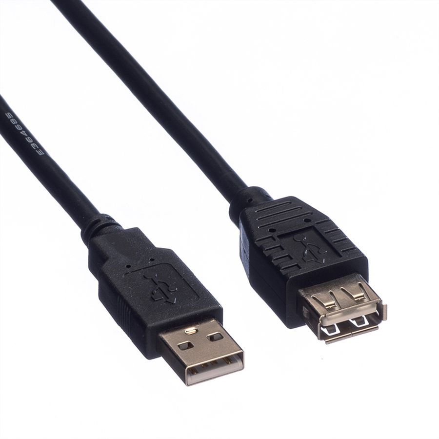 ROLINE USB 2.0 Cable, A - A, M/F, black, 1.8 m