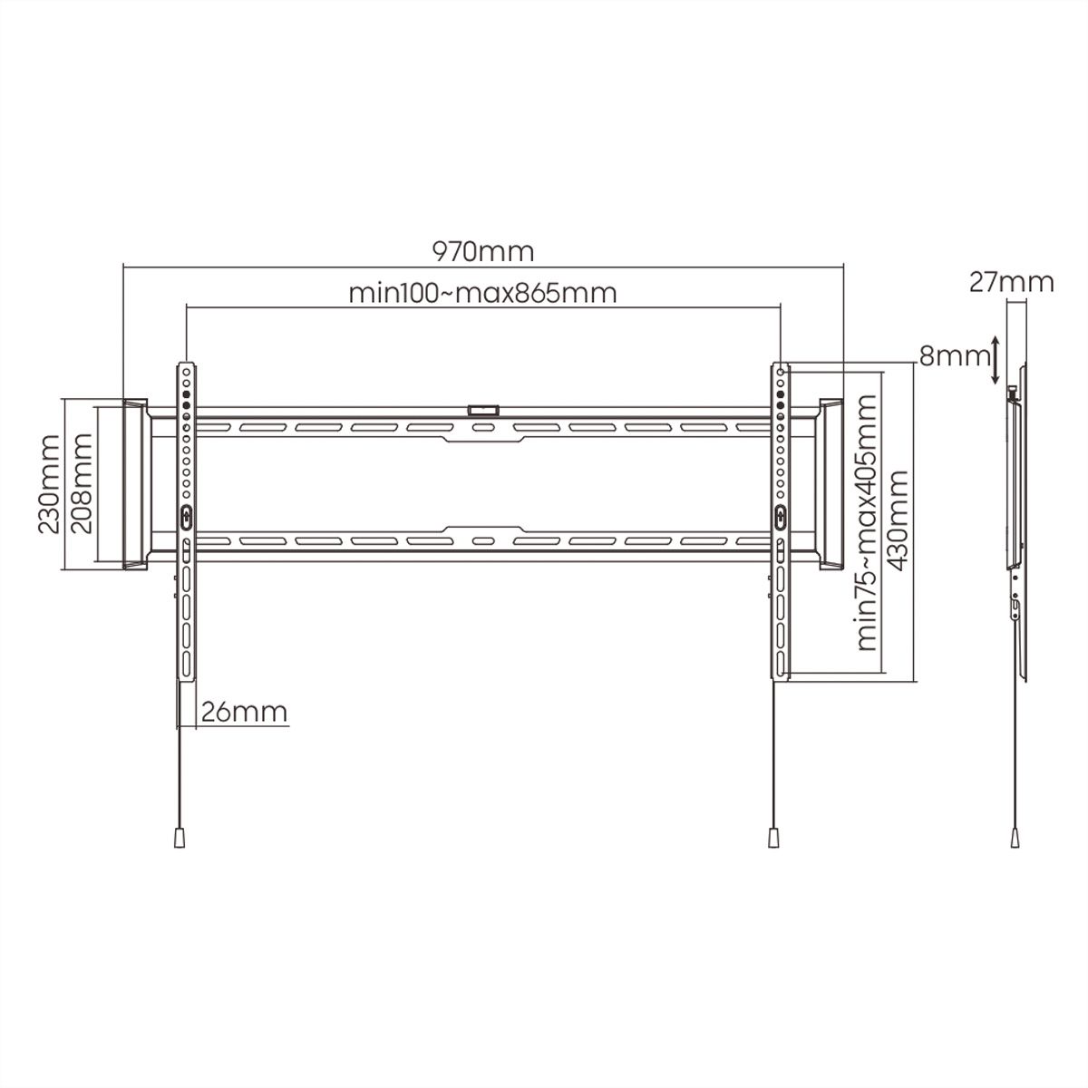 VALUE TV Wall Mount, 27mm Wall Distance, fixed, 43–90 inch, max. 75 kg