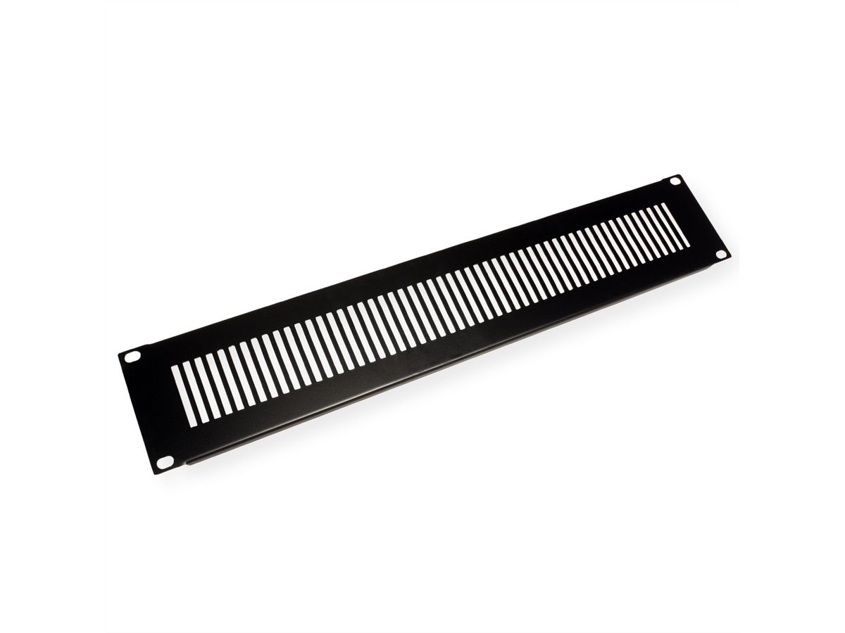 19” Rack Front Ventilation Panel, 2U, Metal, RAL 9005 black