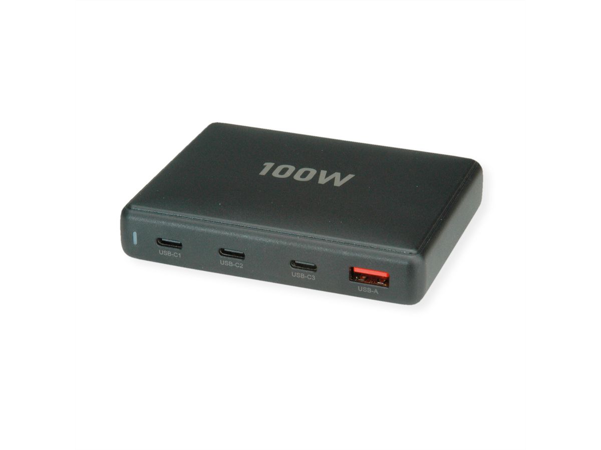 VALUE USB GaN Charger, 4 Ports, (3x USB-C, 1x USB-A), max. 100W