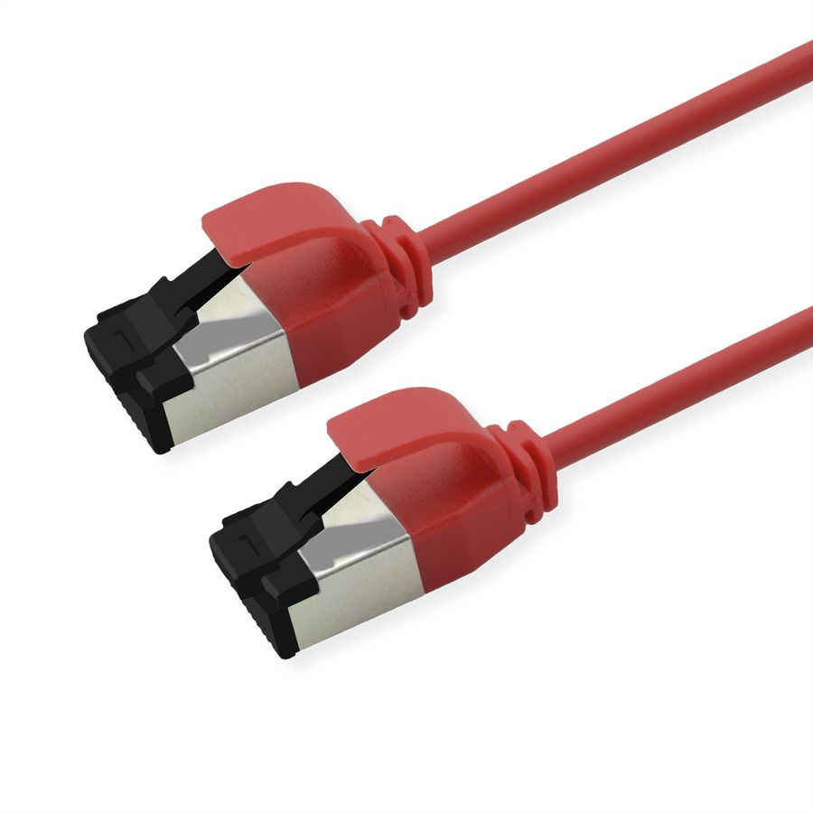 ROLINE U/FTP Patch Cord Cat. 8.1 (Class I), LSOH, SLIM, red, 0.5 m