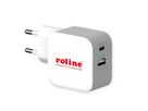 ROLINE USB Wall Charger Euro Plug, 2 Ports, 1x QC3.0 A + 1x C (PD), 38W