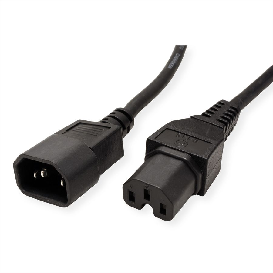VALUE Power Cable IEC320/C14 Male - C15 Female, H05RN-F, black, 1.8 m