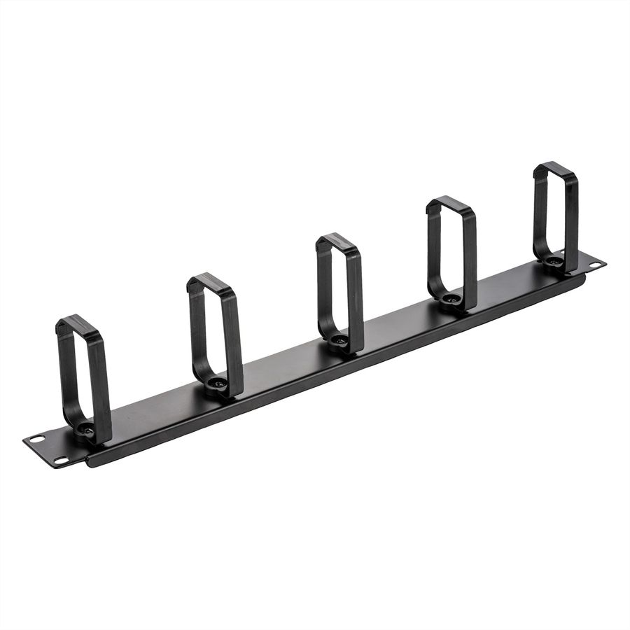 VALUE 19" 1U Cable Management Plate, C-Type, 5 Hooks, black