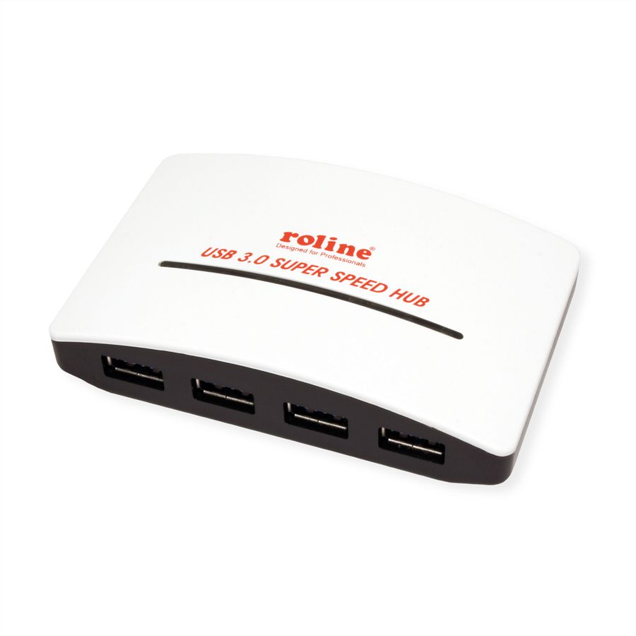 ROLINE USB 3.2 Gen 1 Hub "Black & White", 4 Ports, with Power Supply