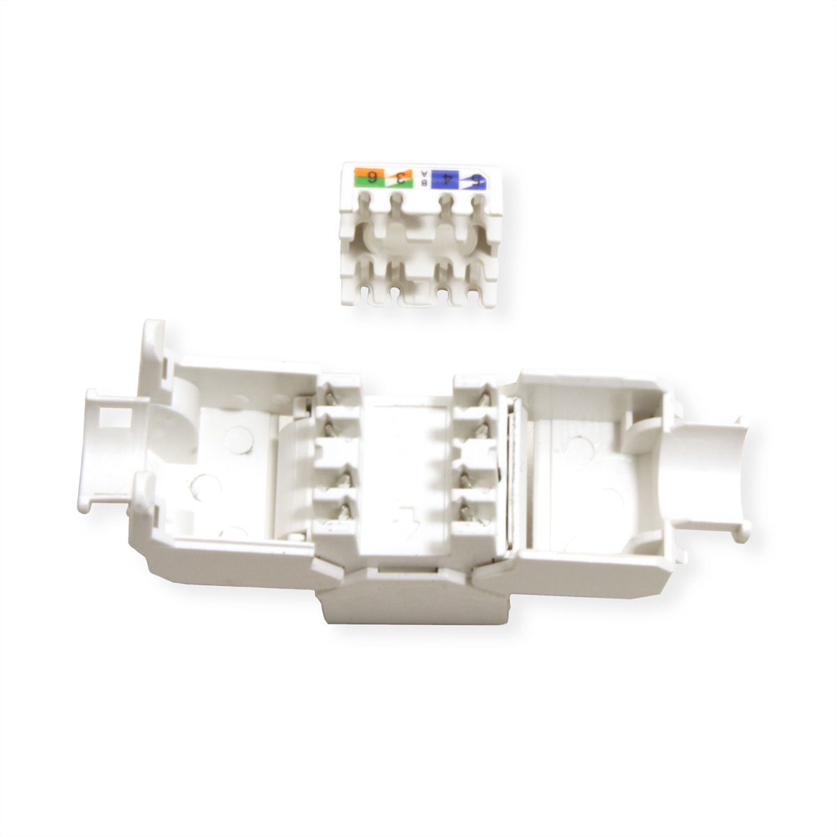 VALUE Cat.6A (Class EA) Keystone, RJ-45, UTP, tool-free, silver, white