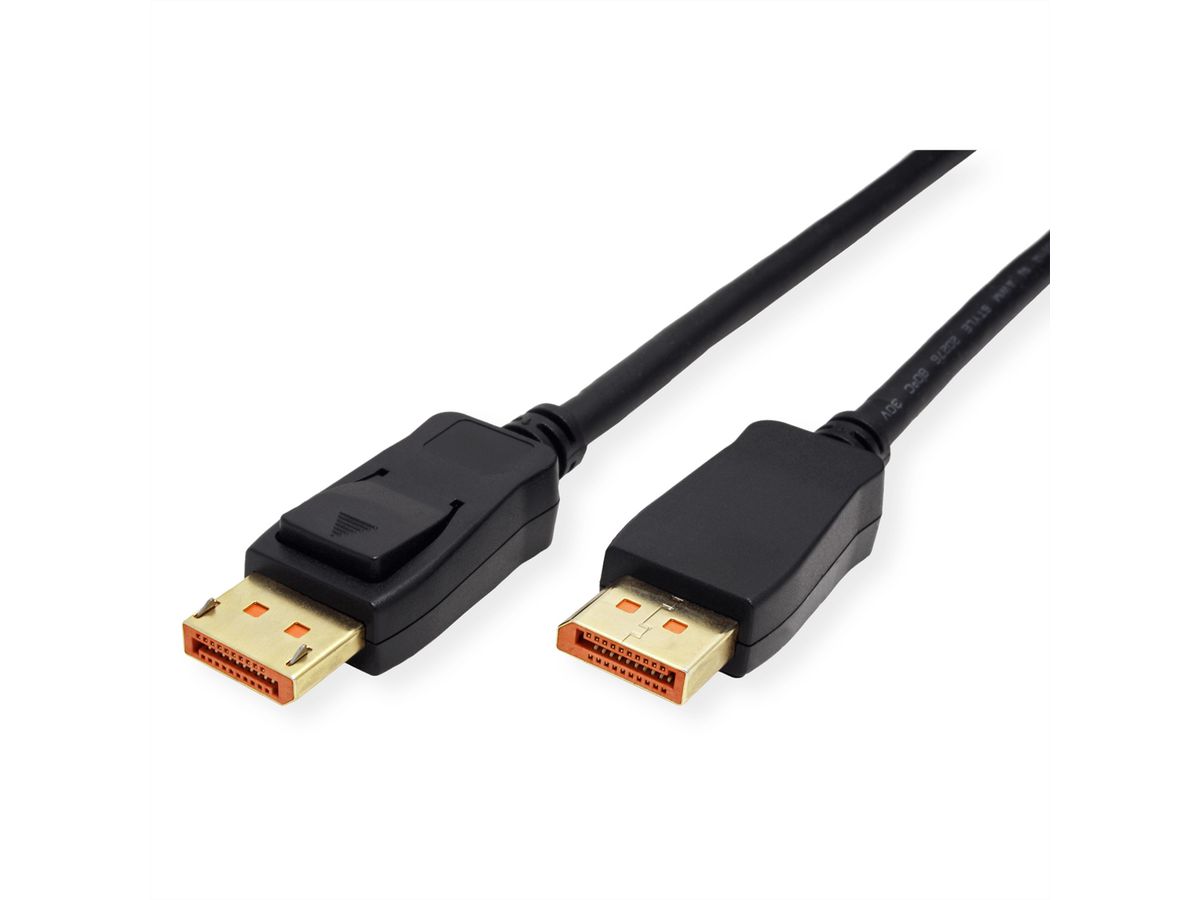 ROLINE DisplayPort Cable, v2.1, 10K@60Hz, 54Gbit/s, UHBR13.5, DP-DP, M/M, black, 2 m