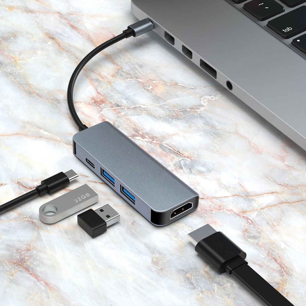 VALUE Dockingstation Type C, 1x HDMI 4K30, 1x USB 3.2 Gen1 Type A, 1x USB 2.0 Type A, 1x Type C PD (Power Delivery)