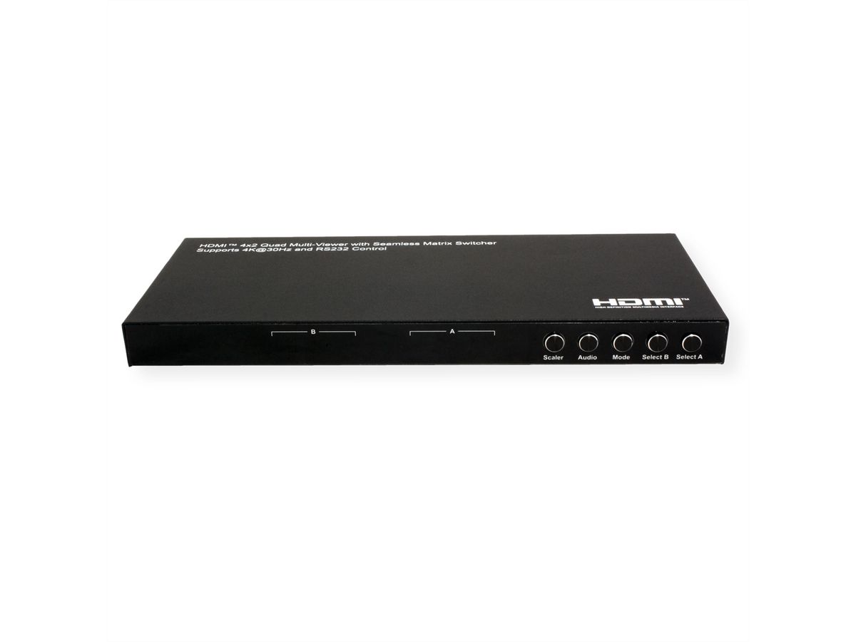 VALUE HDMI Matrix, 4x2, 4K30Hz, QUAD Multi-Viewer, seamless switching