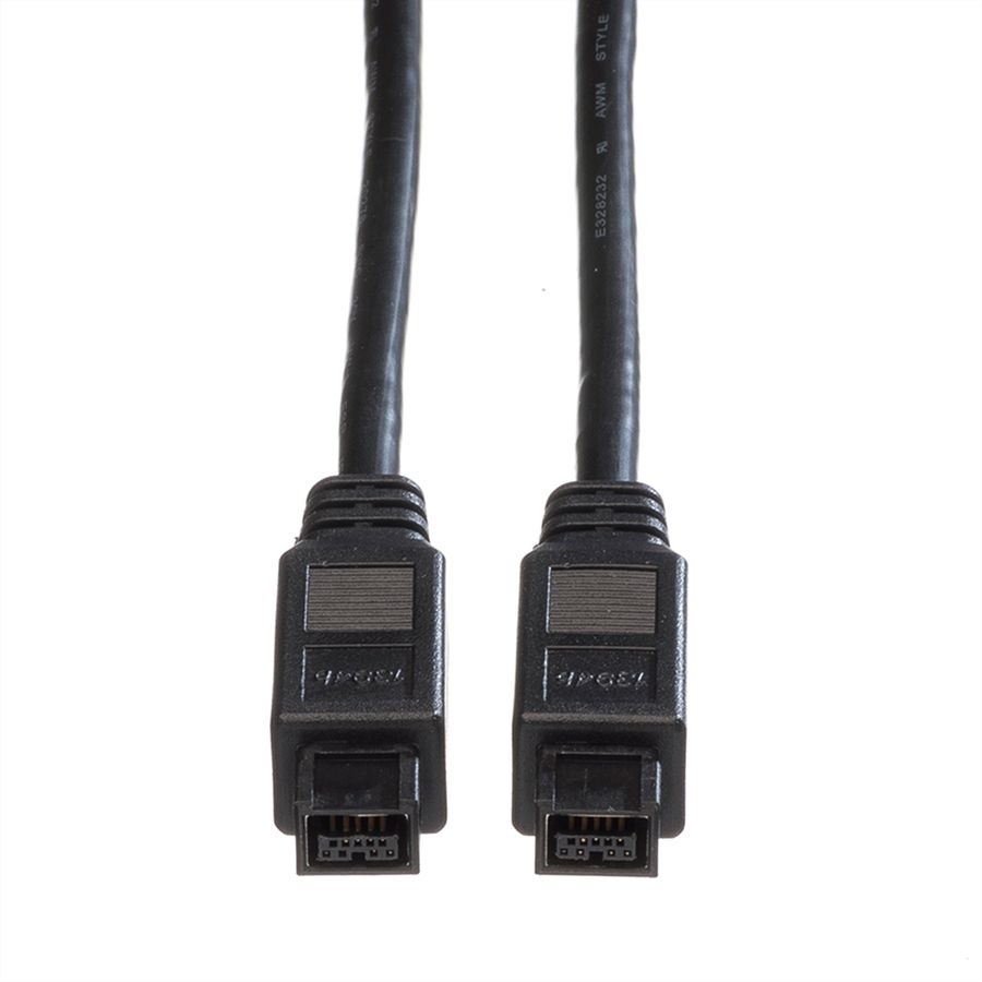 ROLINE IEEE1394b FireWire Cable, 9/9-pin, A-A, black, 1.8 m