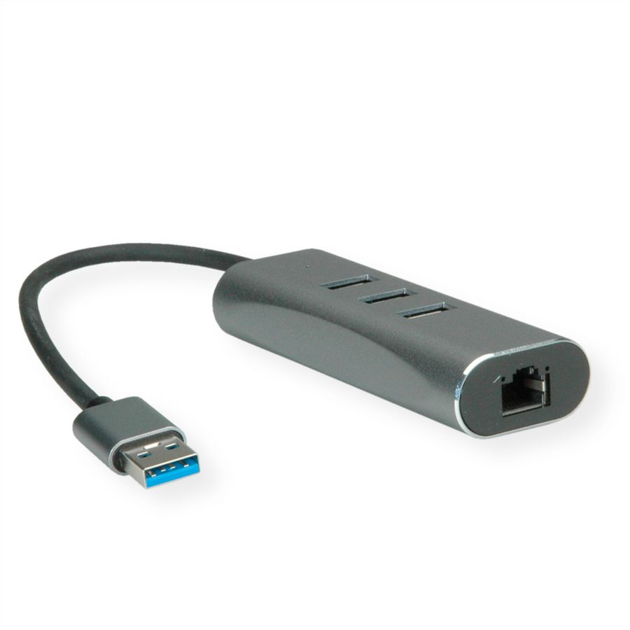 VALUE USB-A to Gigabit Ethernet Converter + Hub