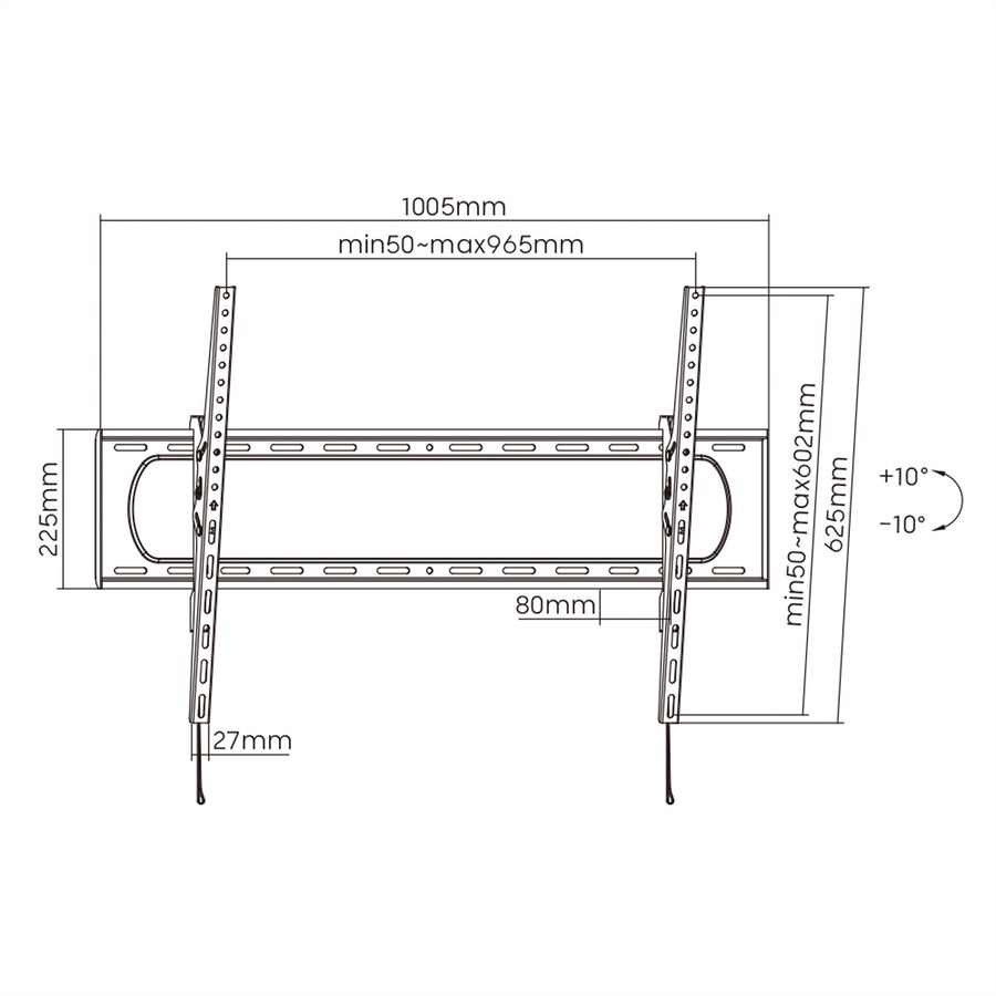 VALUE TV Wall Mount, 80mm Wall Distance, tiltable, 60–120 inch, max. 120 kg