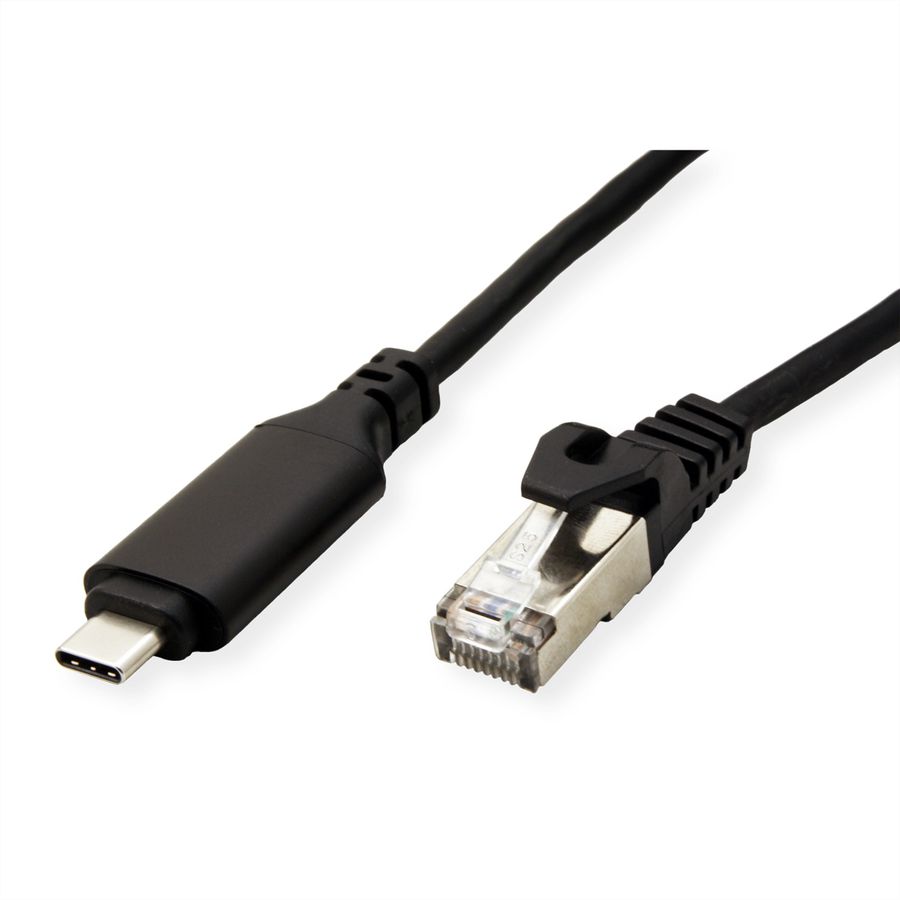 ROLINE USB-C to Gigabit Ethernet Cable Converter, black, 2 m