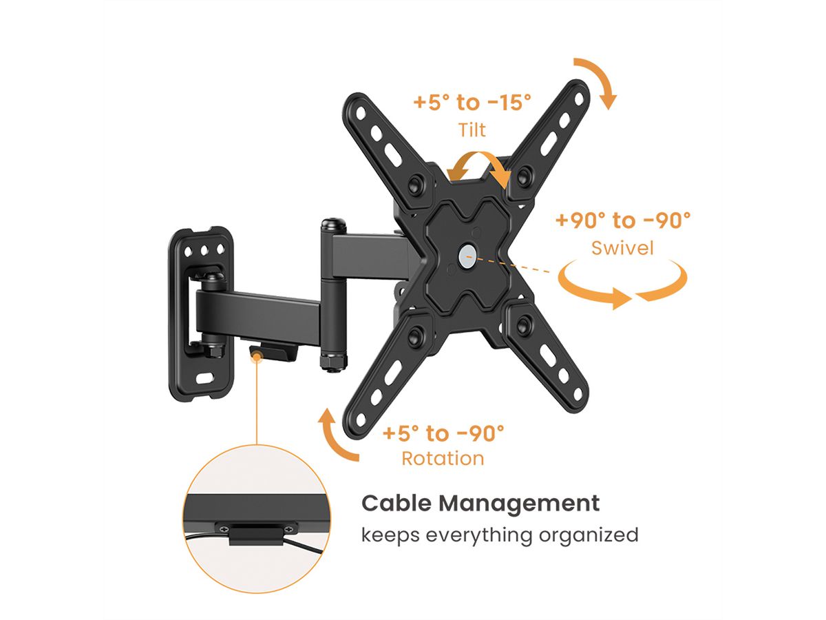 VALUE TV Monitor Arm, Wall Mount, < 109cm, < 20kg, 3 joints