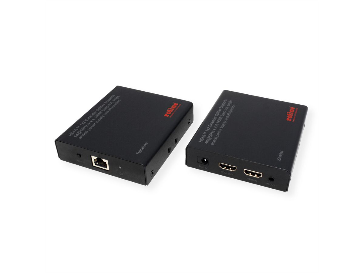 ROLINE HDMI Extender and Splitter, 1x2, via Cat6A, 70m, 4K60Hz