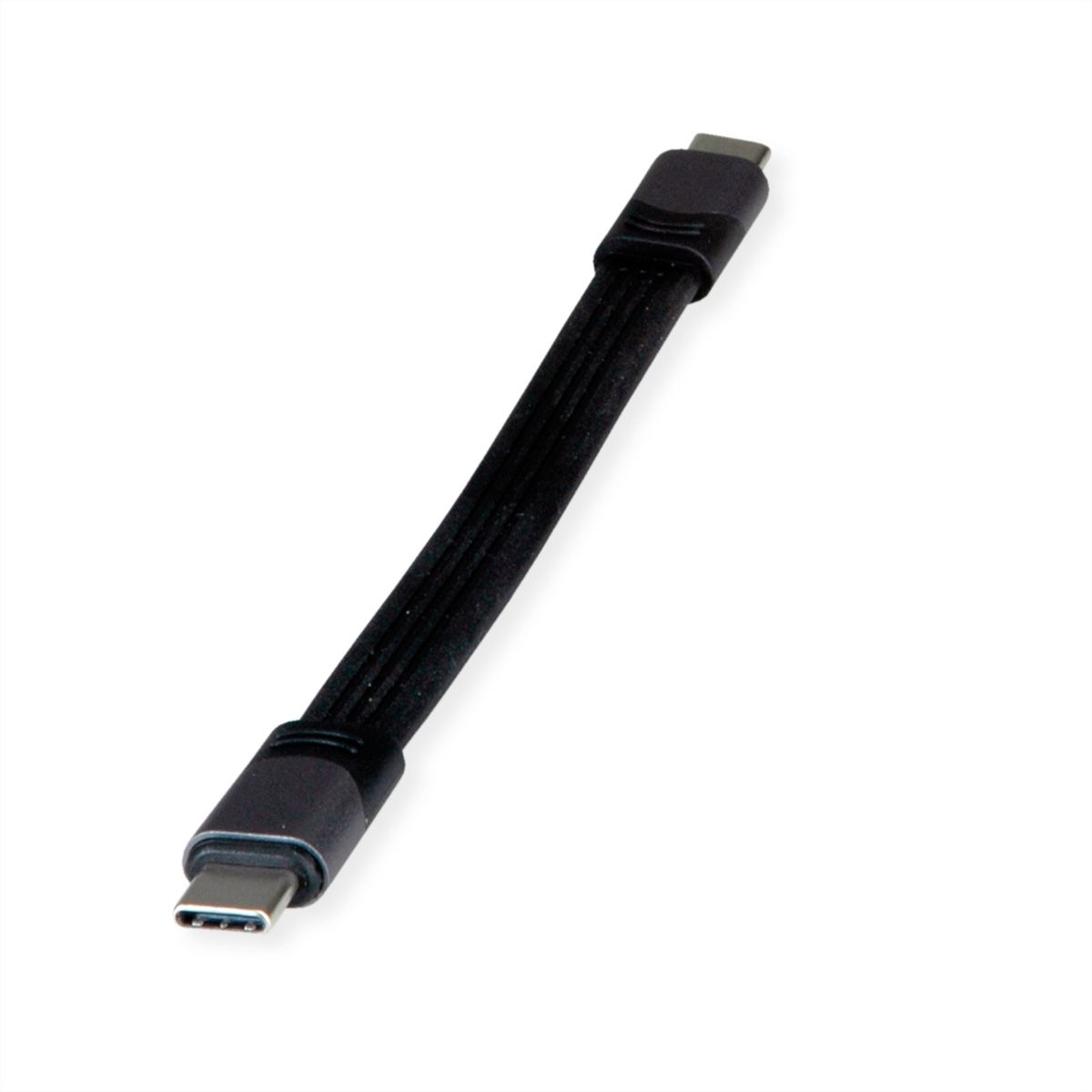 ROLINE USB4 Gen3x2 Cable, PD, C-C, M/M, 8K UHD-2, 40Gbit/s, 100W, extra-flat, black, 15 cm
