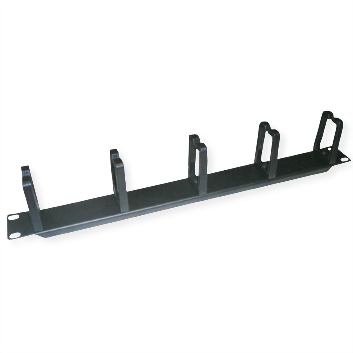 VALUE 19" 1U Cable Management Plate, C-Type, 5 Hooks, black