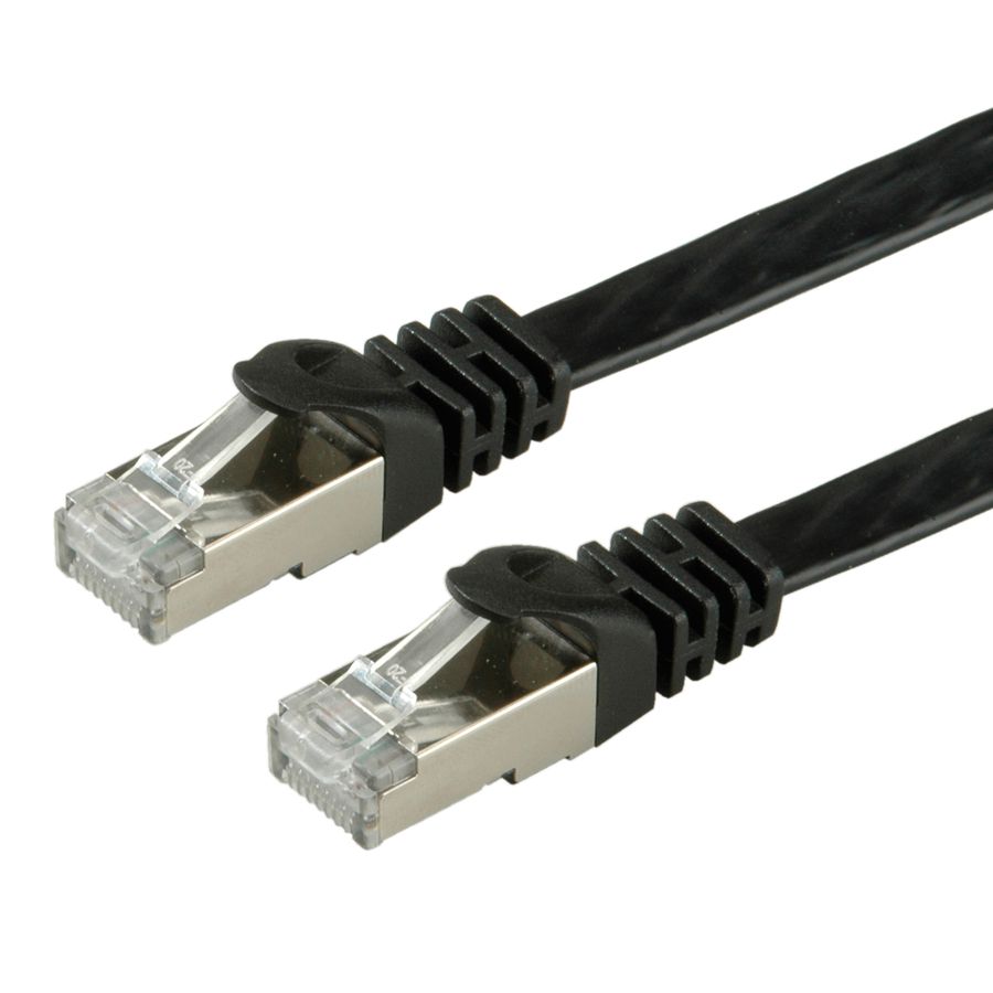 VALUE FTP Patch Cord, Cat.6 (Class E), extra-flat, black, 1 m