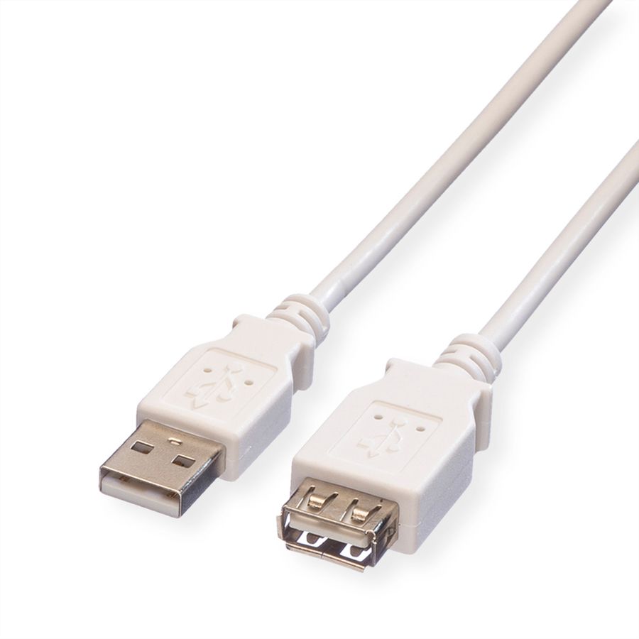 VALUE USB 2.0 Cable, A - A, M/F, white, 0.8 m