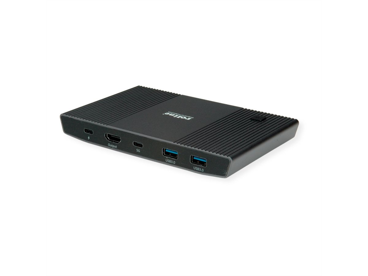 ROLINE KVM Switch, with USB Hub, HDMI 4K@60Hz, 2x USB A + 1x USB C