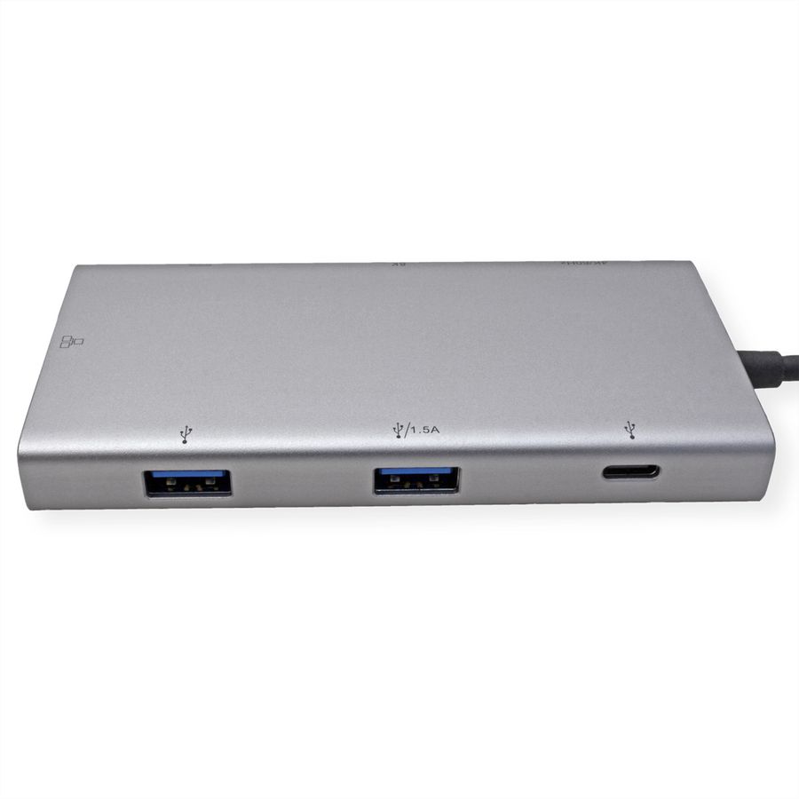 VALUE Dockingstation, HDMI+DP 4K60, 1x C USB3.2Gen1 + 2x A USB3.2 Gen1, 1x Type C PD, 1x RJ45