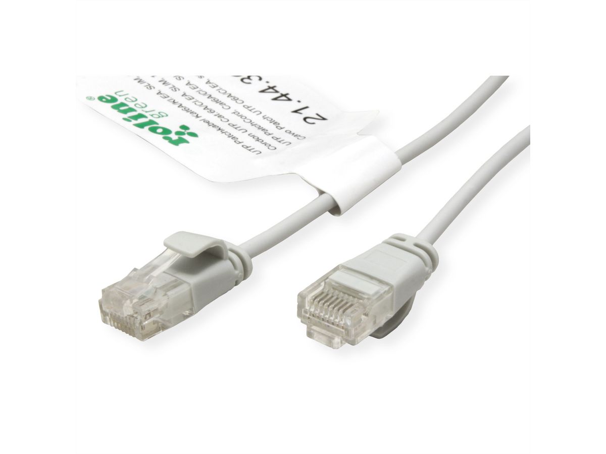 ROLINE GREEN UTP Data Center Patch Cord Cat.6A (Class EA), LSOH, Slim, grey, 0.15 m