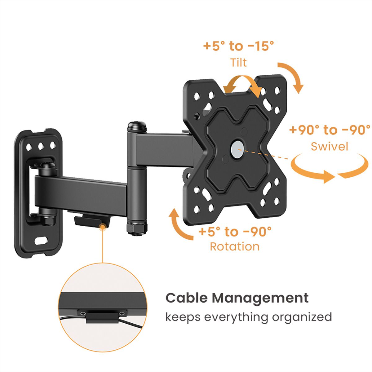 VALUE TV Monitor Arm, Wall Mount, 3 joints, 13–32 inch, max. 20 kg