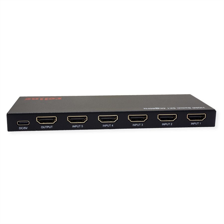 ROLINE HDMI Switch, 5x1, 4K60Hz, with Remote Control