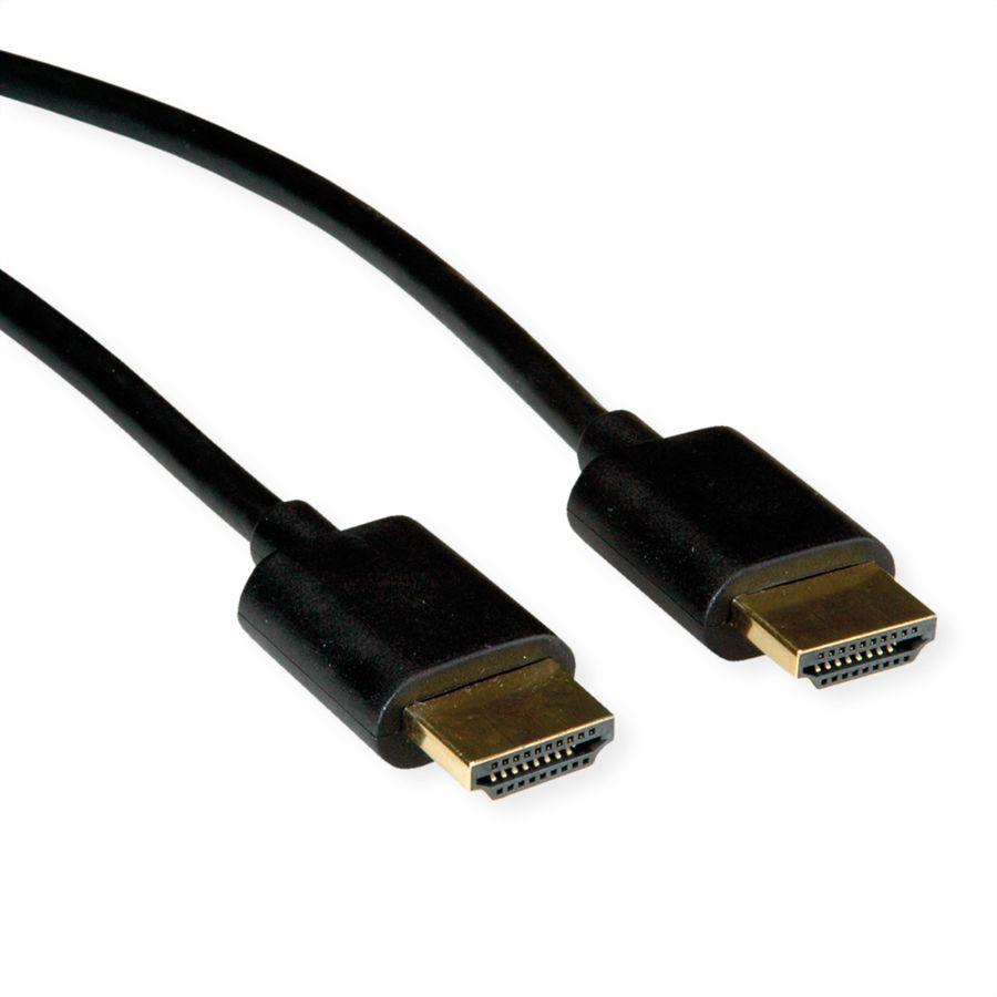 ROLINE HDMI High Speed Cable + Ethernet, Ultra Slim, M/M, black, 1 m