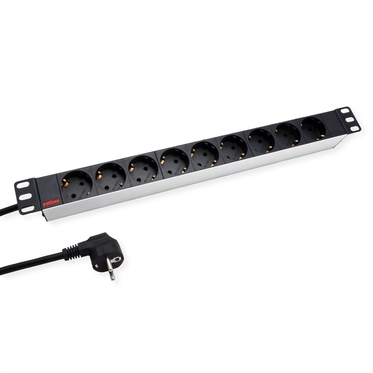 ROLINE PDU for Cabinet, 9x socket, 45°, 16A, silver, 2 m